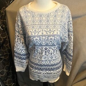 Elegant Blue and White Women's Sweater